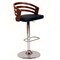 Armen Living Adele Adjustable Height Swivel Black Faux Leather and Walnut Wood Bar Stool with Chrome Base LCADSWBABLWA - alternate 1